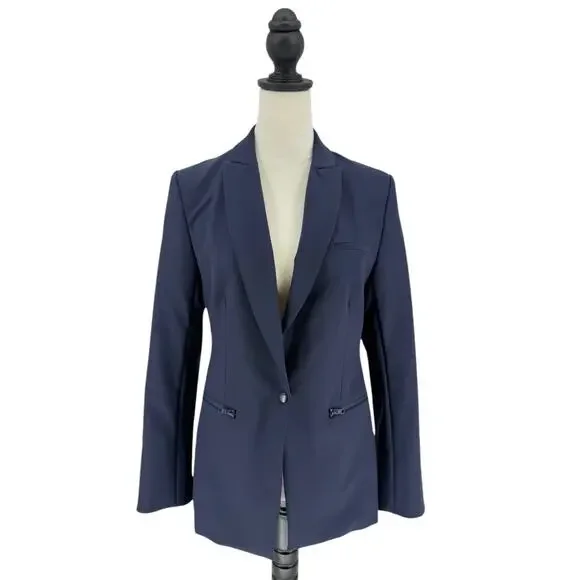 Quince Scuba Dickey Jacket in Navy Blue Cashmere Dickey Blazer Insert Size Small - Picture 4 of 16